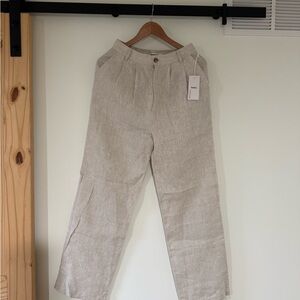 Reformation Light Beige Linen Pants